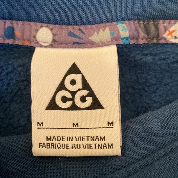 Nike ACG All Conditions Gear Icon Hoodie Sweatshirt Valerian Blue Total Orange M - Picture 6 of 10